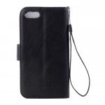 Wholesale iPhone 7 Folio Flip Leather Wallet Case with Strap (Black)